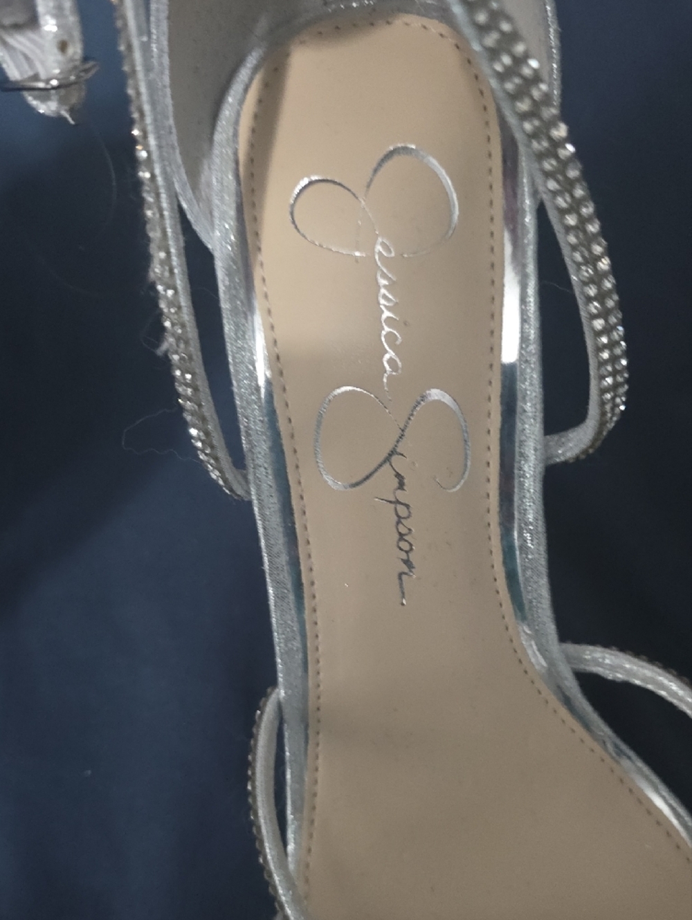 Jessica Simpson Silver Crystal Wrap Heels - Picture 2 of 13